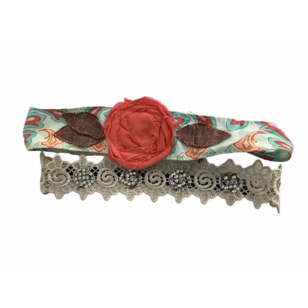 Girl’s 2 Floral & Lace Embellished Head Bands